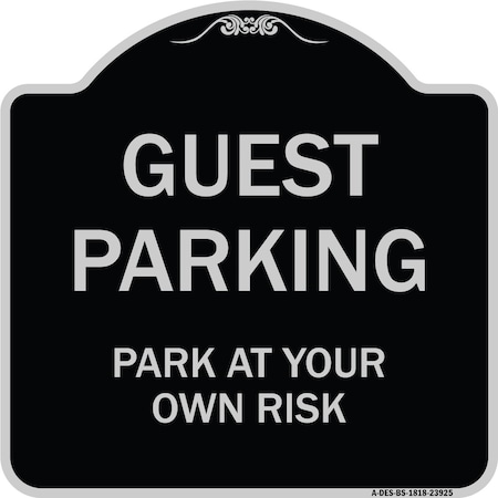 Signmission Designer Series Guest Parking, Black & Silver Heavy-Gauge Aluminum Sign, 18" x 18", BS-1818-23925 A-DES-BS-1818-23925